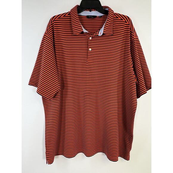 Walter Hagen Men's 11 Majors Short Sleeve Blue Orange Stripe Golf Polo Shirt XXL - Picture 1 of 9